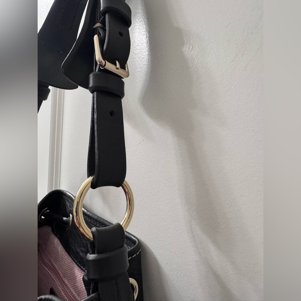 Dooney & Bourke Black Pebbled Leather Hobo Drawstring Bag - Picture 5 of 14